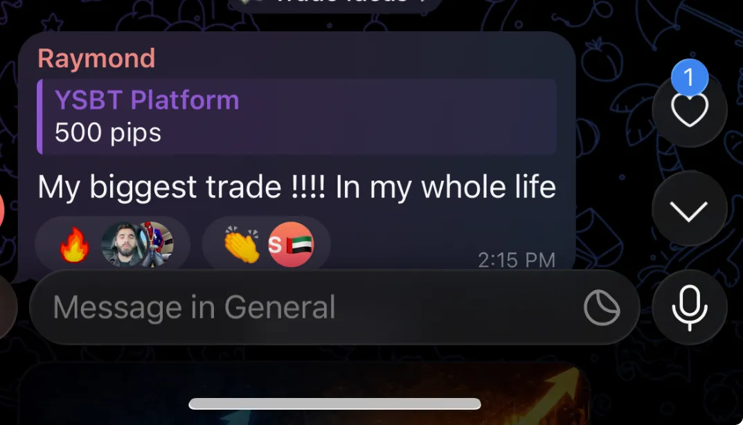 Member testimonial: My biggest trade in my whole life, 500 pips on the YSBT platform.